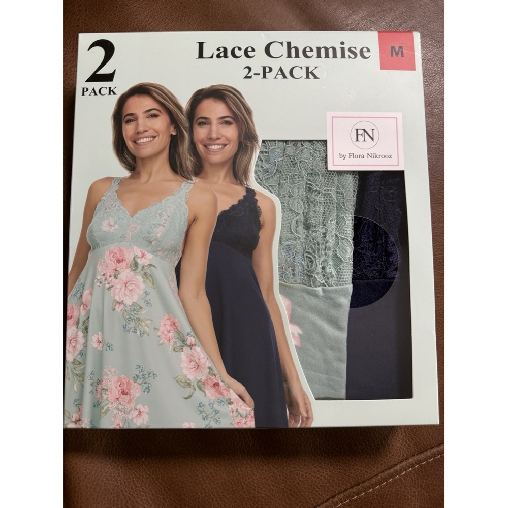 Women 2 Pack Lace Sleepwear Chemise Multi Color Floral Elegant Summer Sz Medium